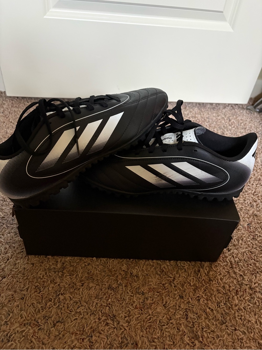 adidas Black and White Men's Turf Soccer Shoes - Picture 4 of 6